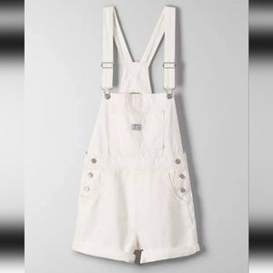 NWT Levi's Premium Overall Short Denim Jean Jumper Off-white Cream Size S